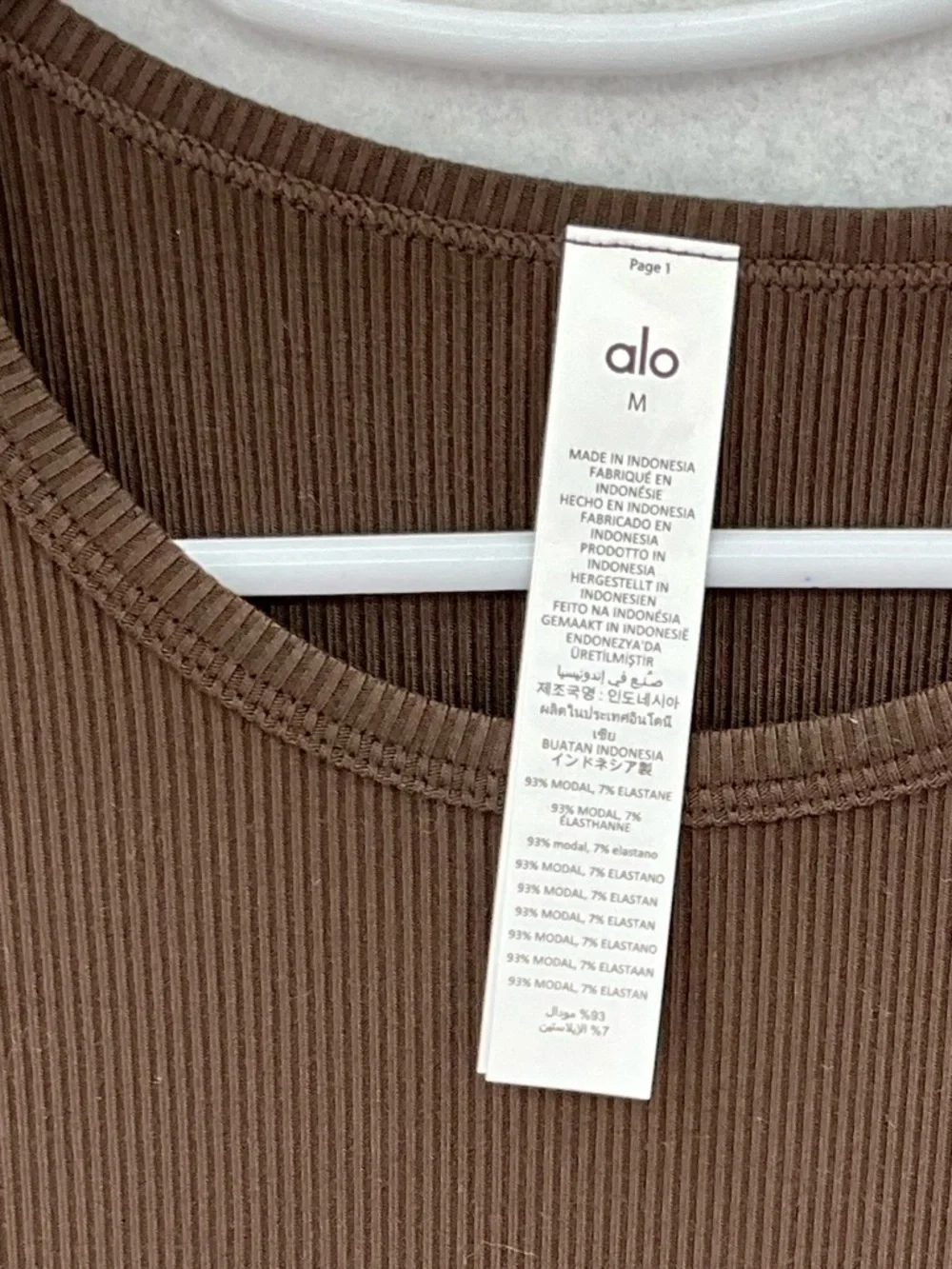 NWT Alo Yoga Ribbed‎ Modal Long Sleeve Expresso Medium